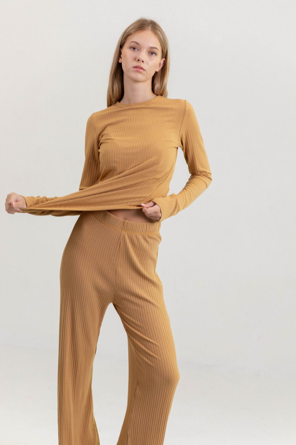 PANTALONE DERBY VISCOSE OKER - Slika 2
