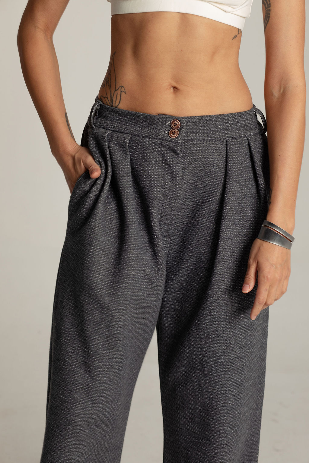 029A6645 PANTALONE HAMPTONS PIQUE DARK GREY - Slika 2