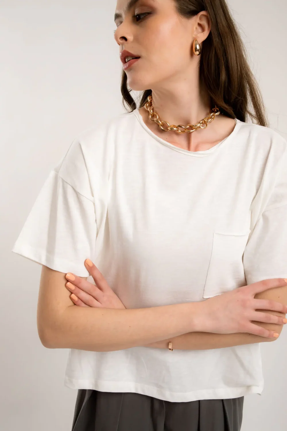 MAJICA NOEL ORGANIC OFF WHITE - Slika 6