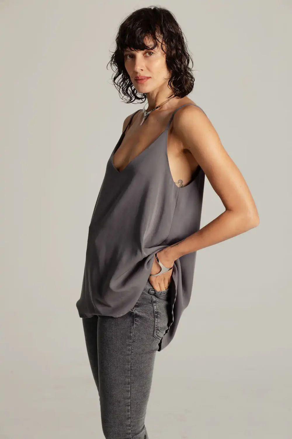 MAJICA NA BRETELE LAGANINI DARK GREY - Slika 2