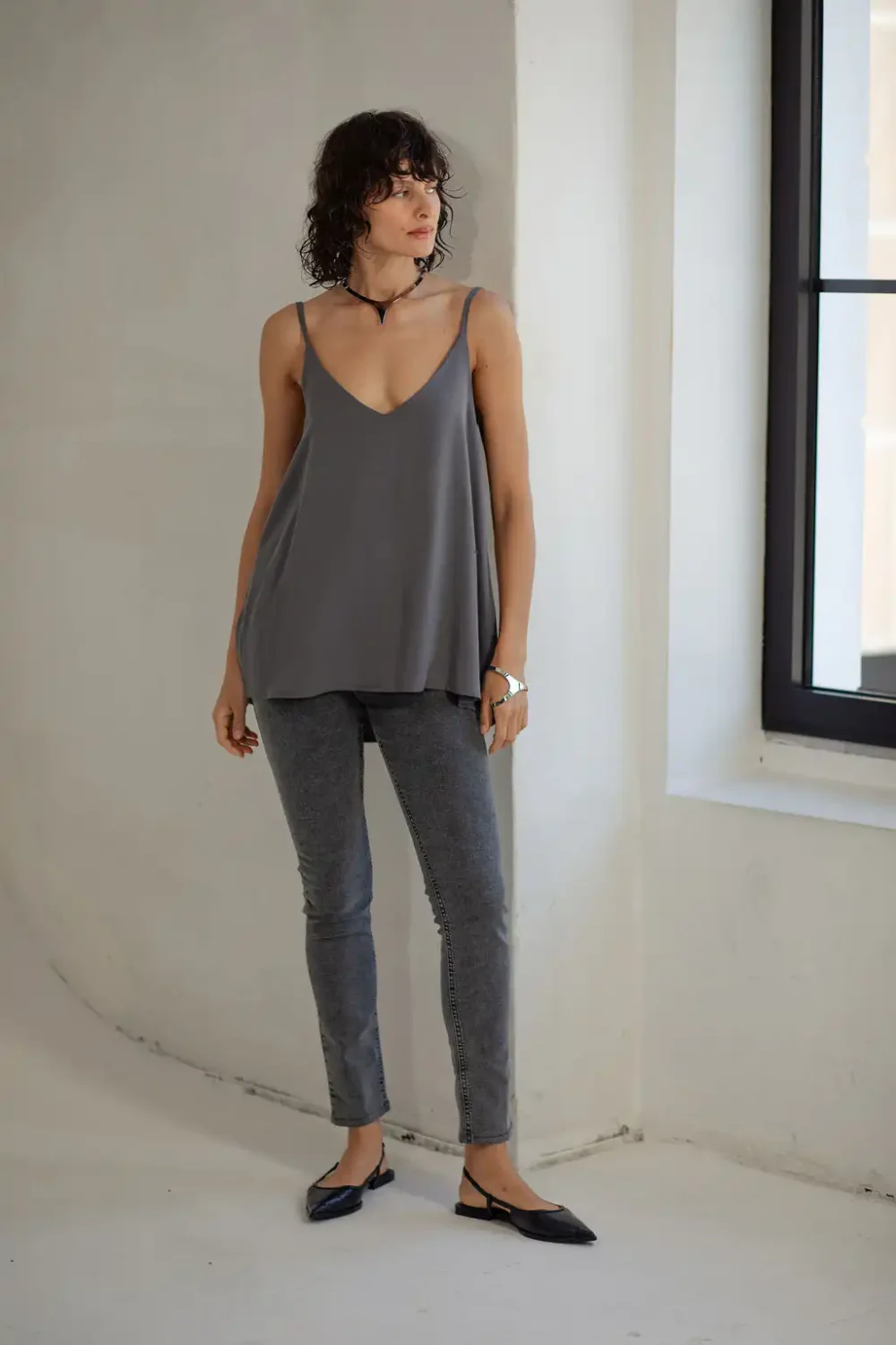 MAJICA NA BRETELE LAGANINI DARK GREY - Slika 3