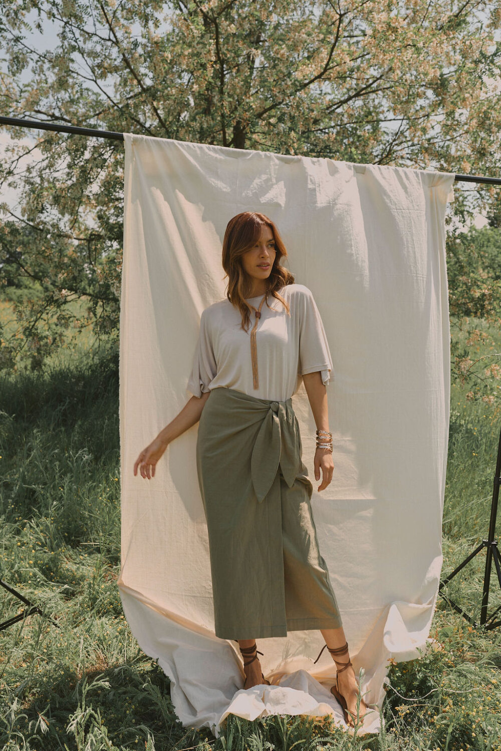 SUKNJA MIDI NAOMI OLIVE - Slika 3