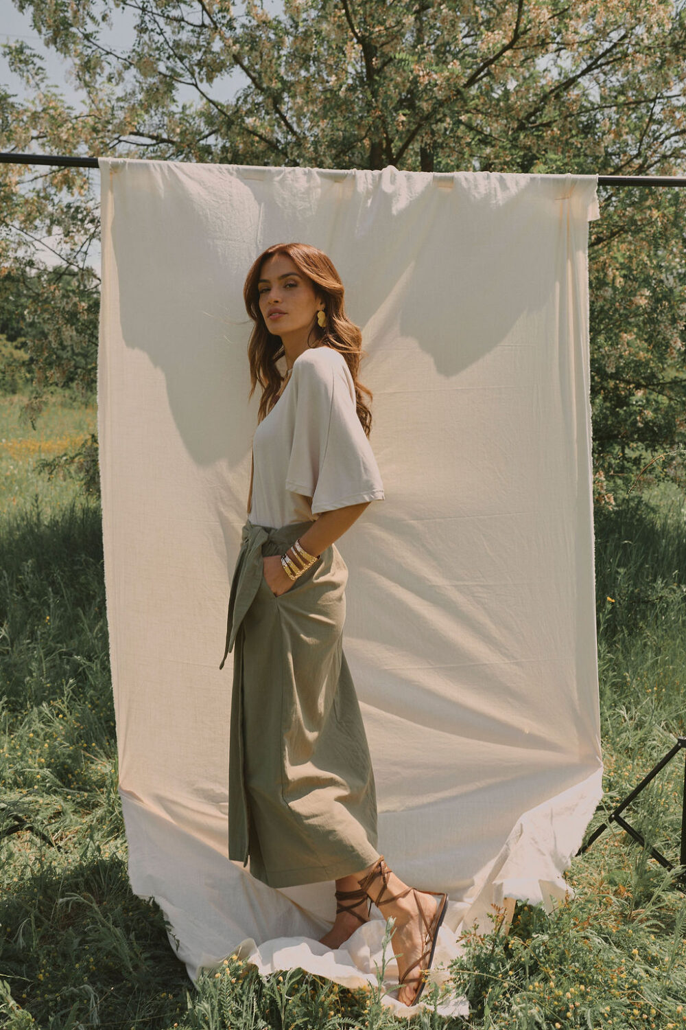 SUKNJA MIDI NAOMI OLIVE - Slika 8