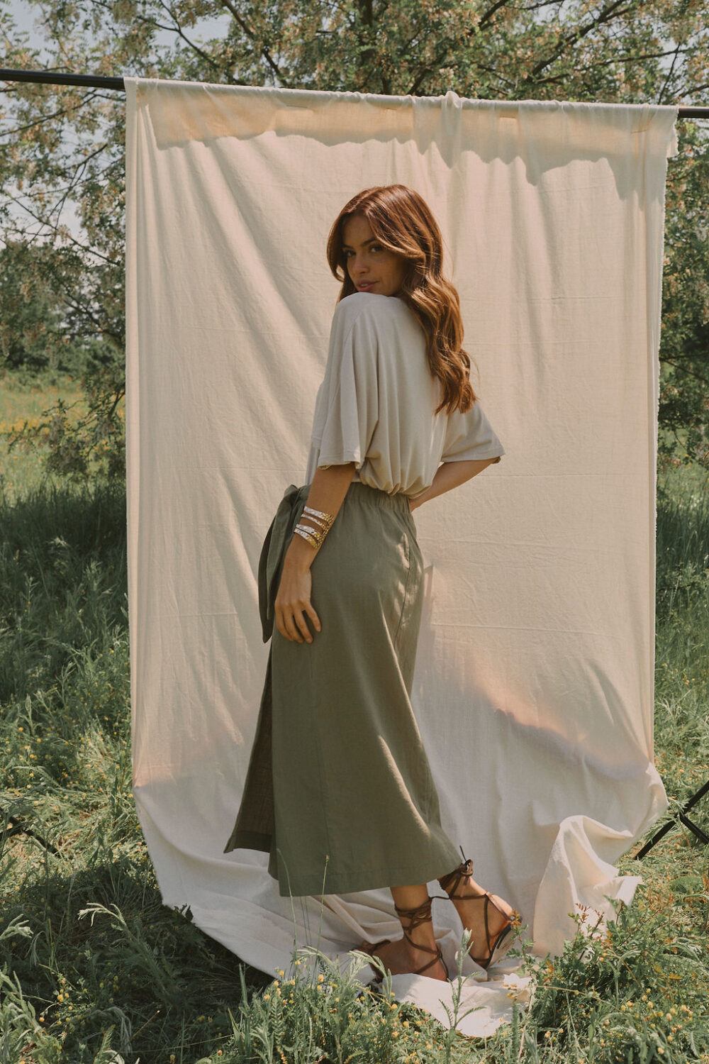 SUKNJA MIDI NAOMI OLIVE - Slika 7
