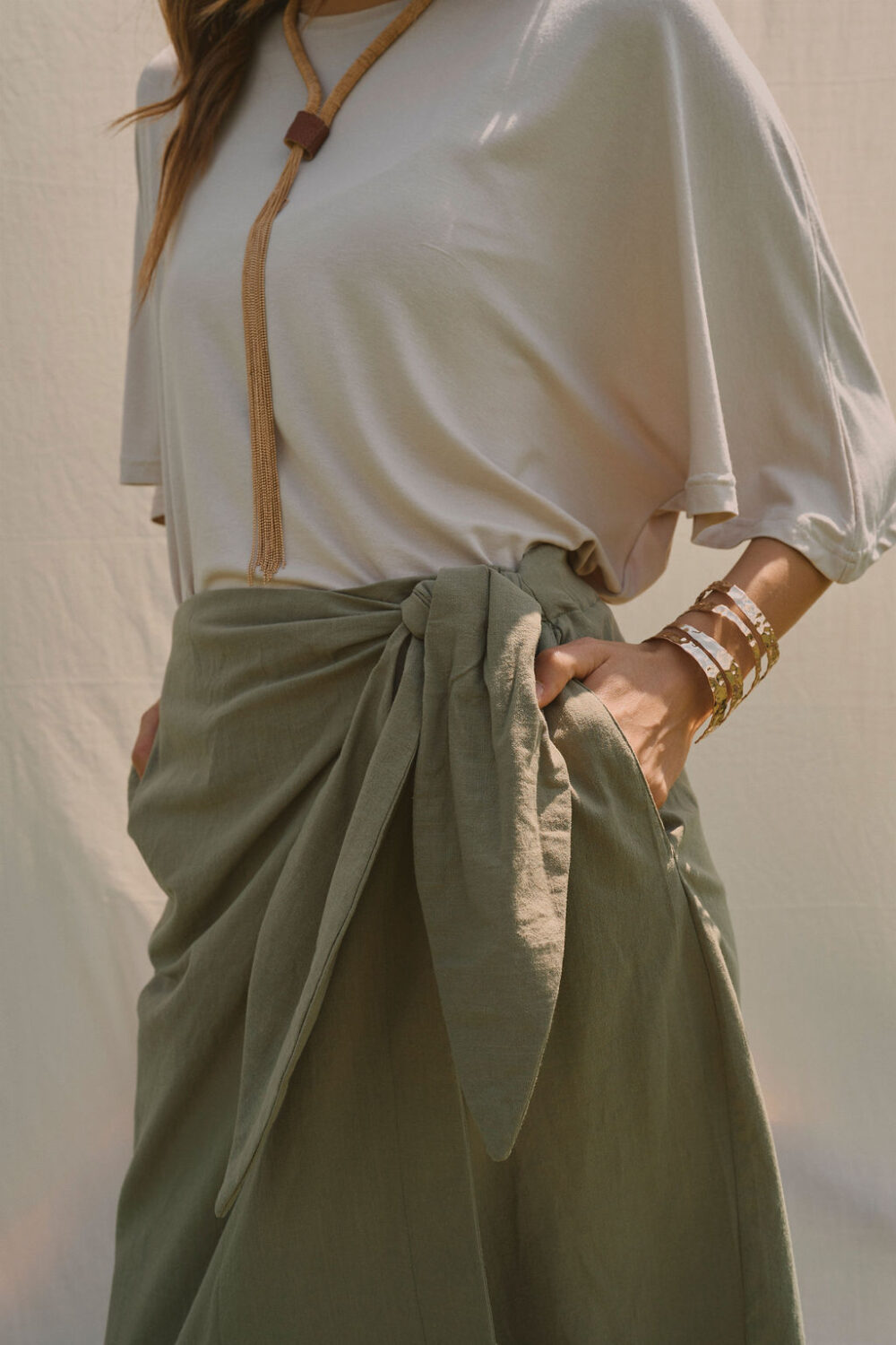 SUKNJA MIDI NAOMI OLIVE - Slika 2