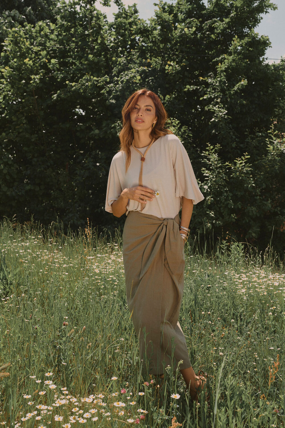 SUKNJA MIDI NAOMI OLIVE - Slika 5