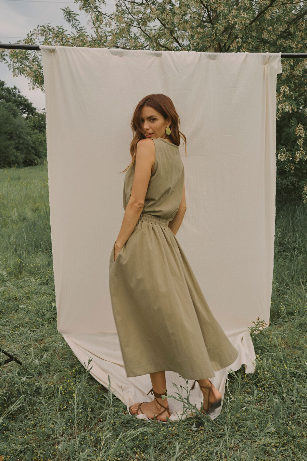 SUKNJA LUNAR COTTON OLIVE - Slika 4