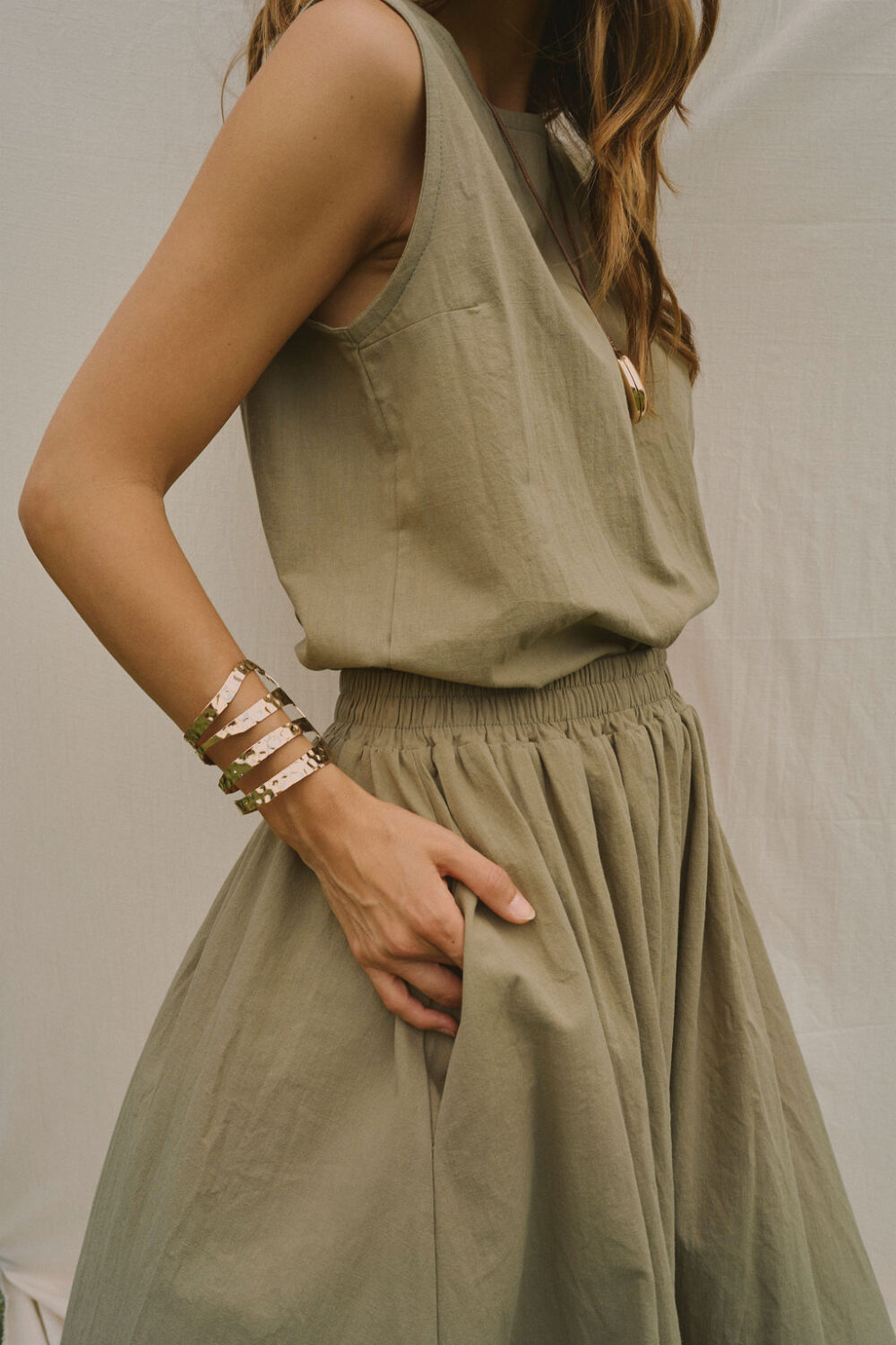 SUKNJA LUNAR COTTON OLIVE - Slika 2