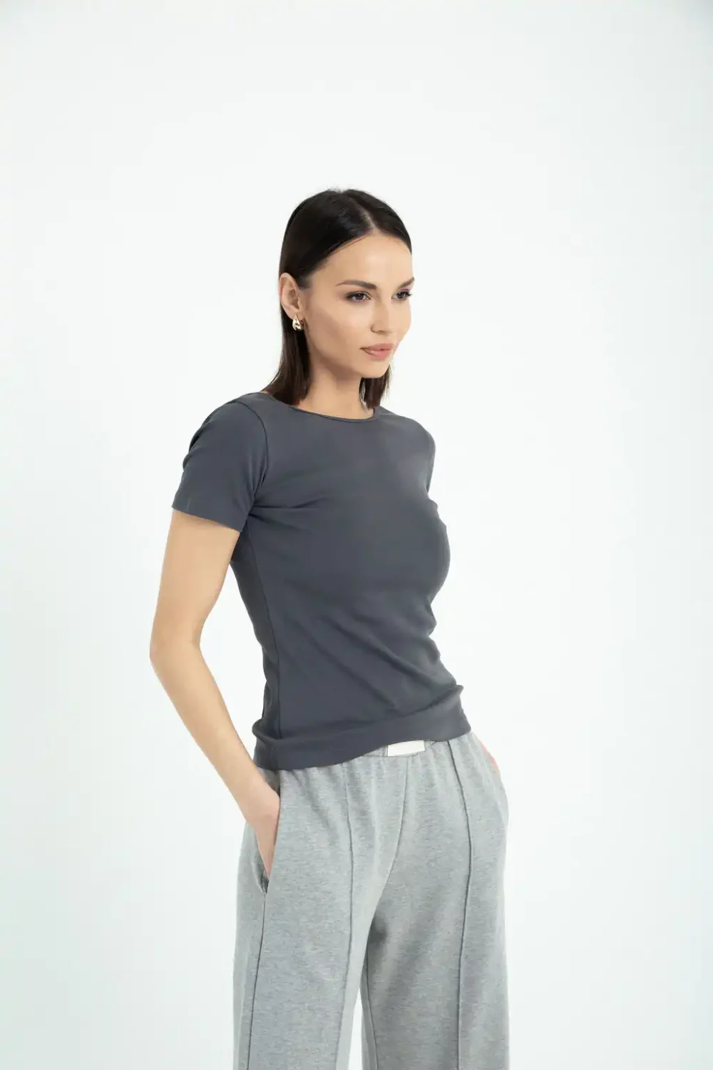 MAJICA NEO ORGANIC DARK GREY - Slika 4