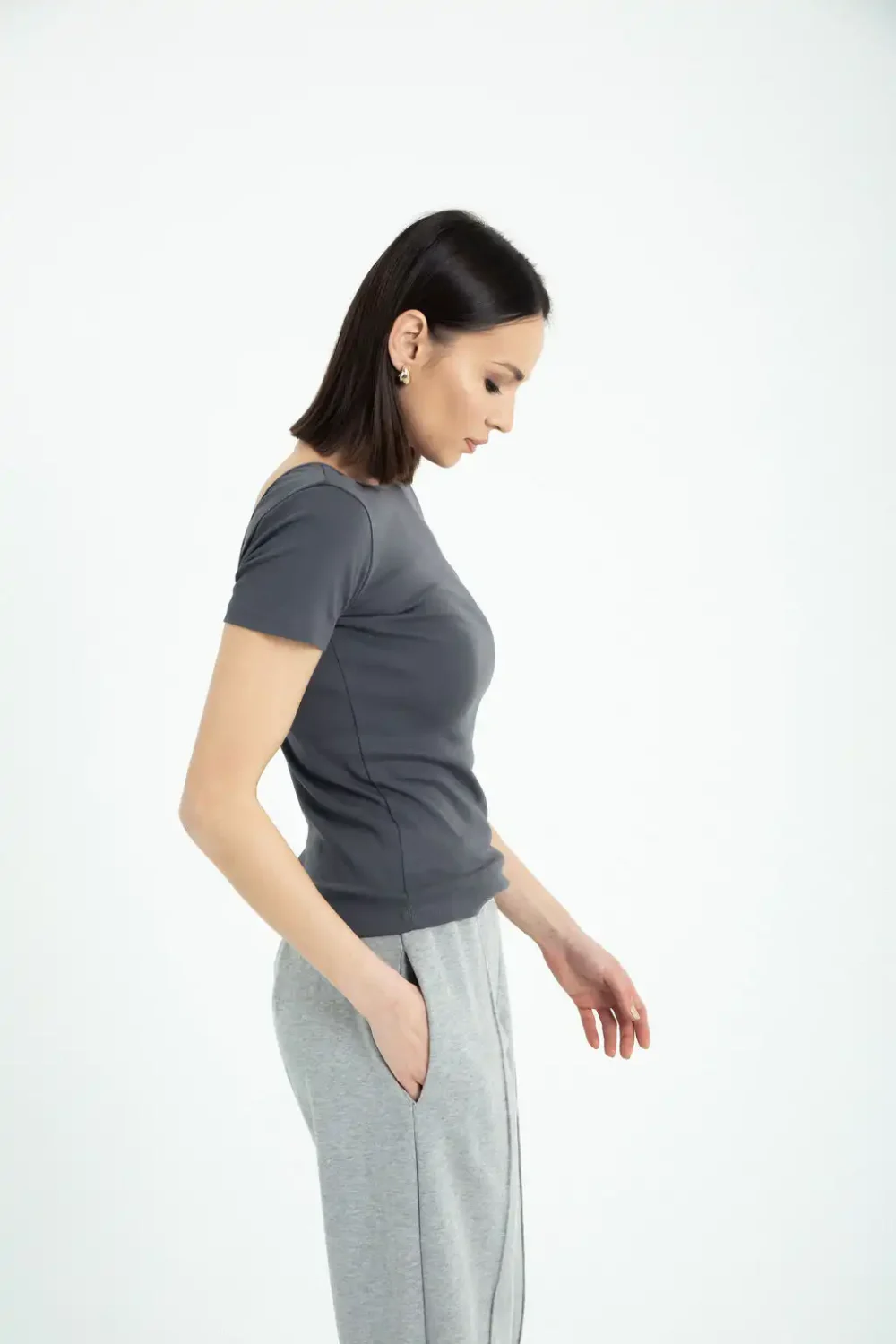 MAJICA NEO ORGANIC DARK GREY - Slika 3