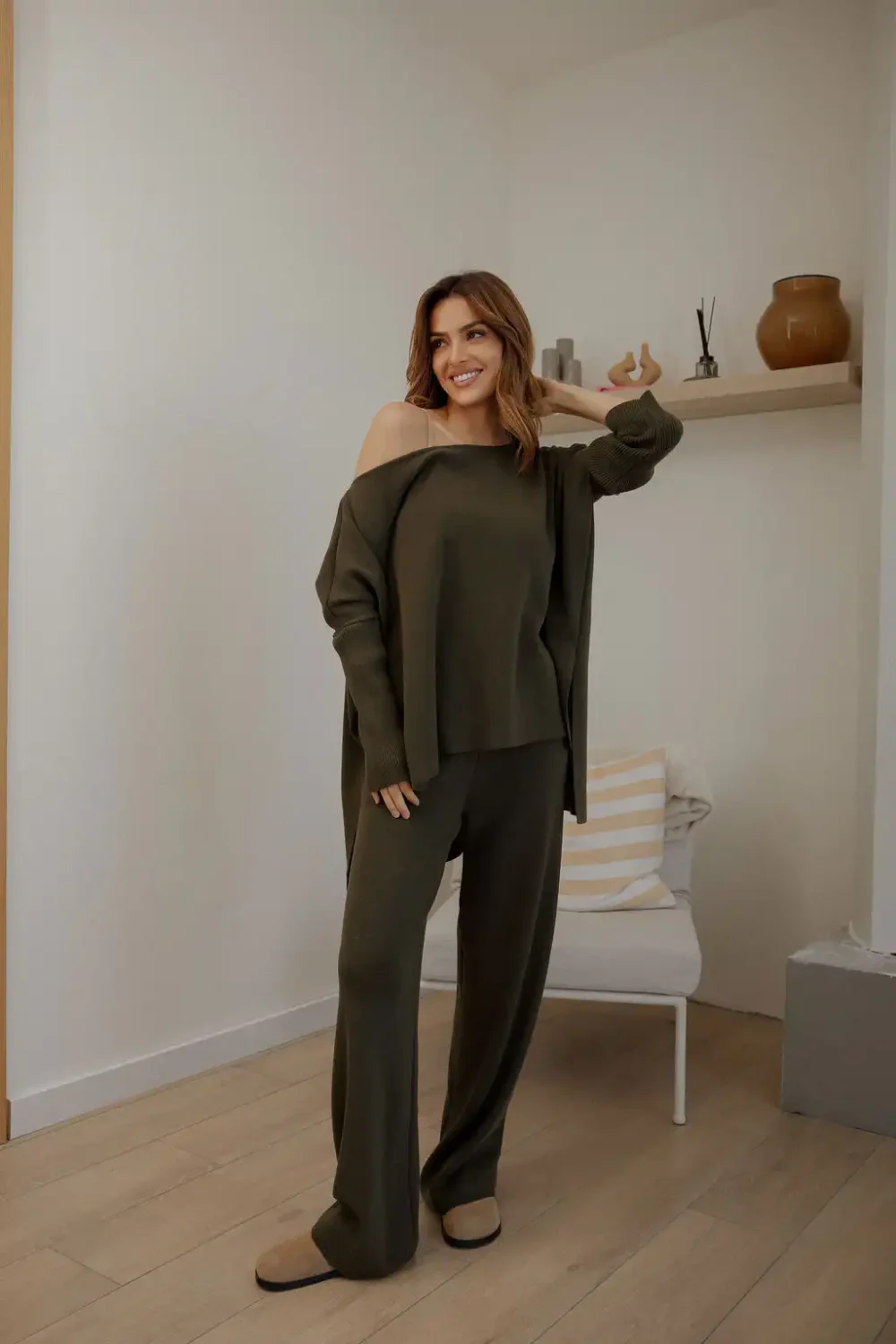 DŽEMPER KNITTED OLIVE - Slika 6