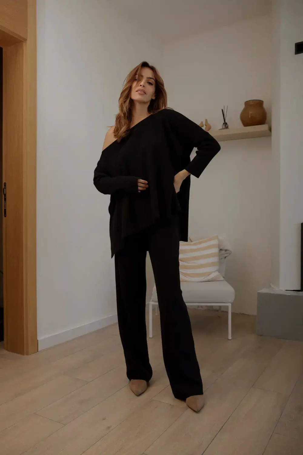 PANTALONE KNITTED BLACK - Slika 4