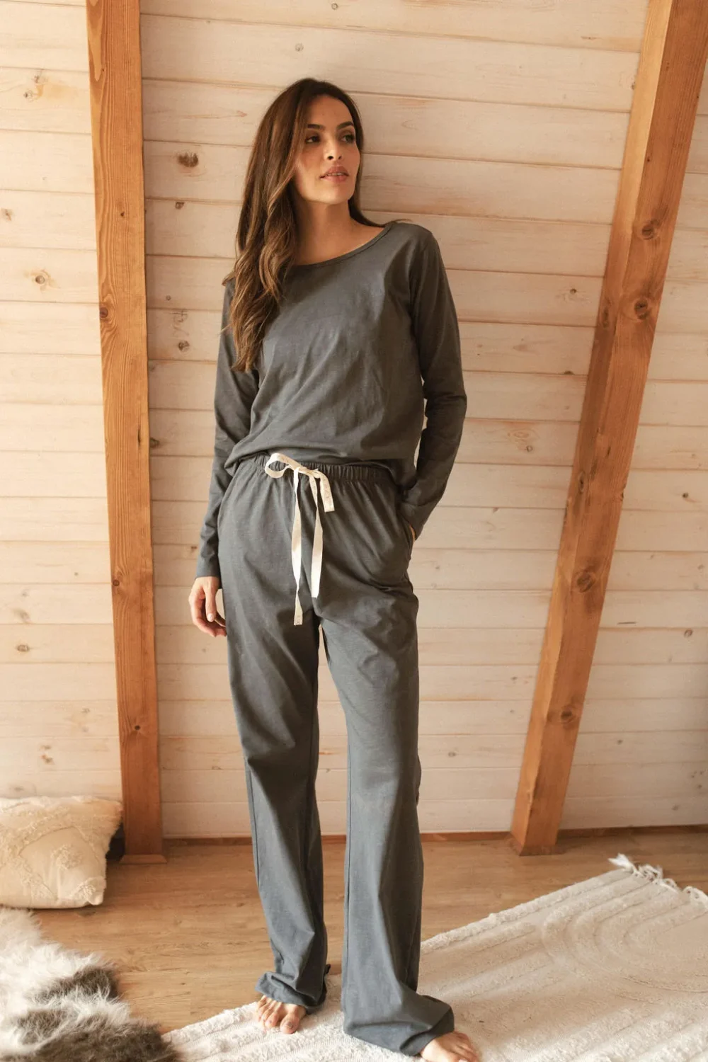 PIDŽAMA COZY ORGANIC DARK GREY - Slika 5