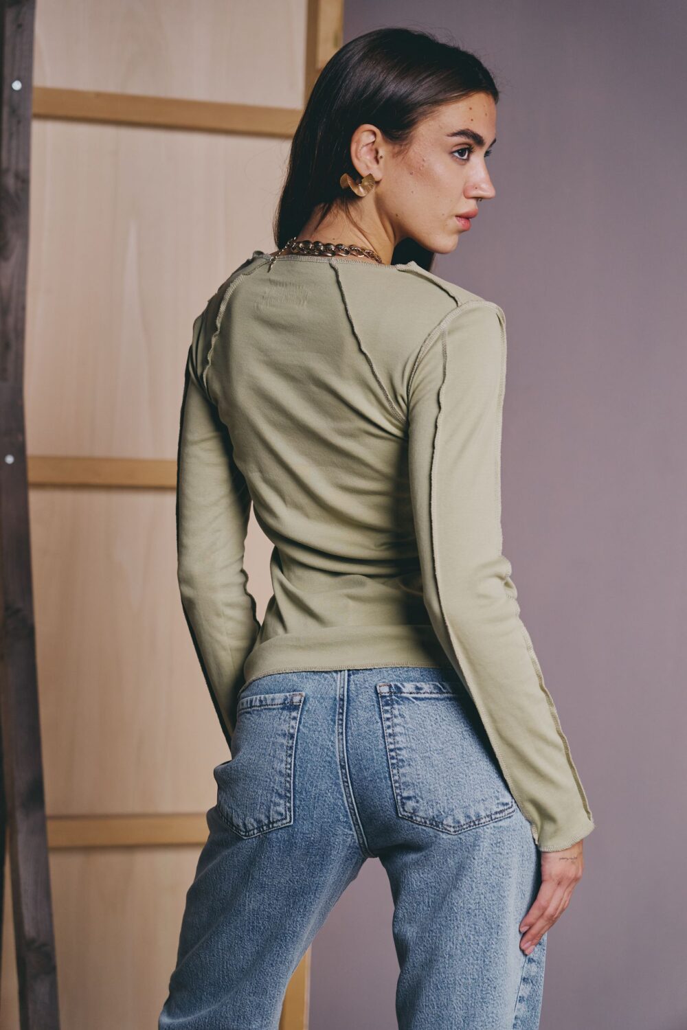 MAJICA PETRA ORGANIC OLIVE LIGHT - Slika 3